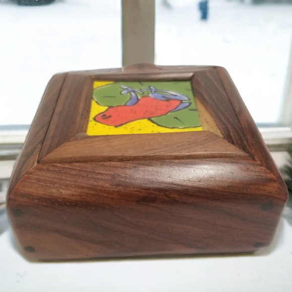 Handcrafted Wood Jewelry Box w/Hand-Painted Frog, A Colorful Storage Solution - Picture 3 of 16